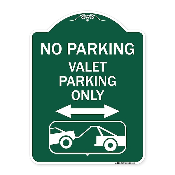 Signmission No Parking Valet Parking W/ Bidirectional Arrow & Car Tow Graphic Alum, 18" x 24", GW-1824-23646 A-DES-GW-1824-23646 - main